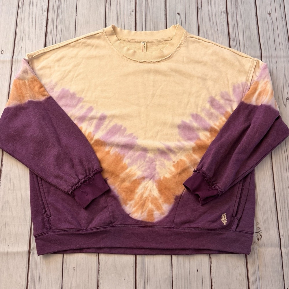 Free People Ombre Tie-Dye Metti‎ Crew Oversized Sweatshirt Size Small /Medium